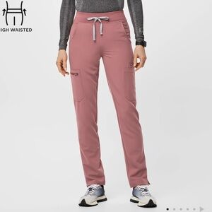 FIGS High Waisted Yola Skinny Scrub Pants “Mauve”